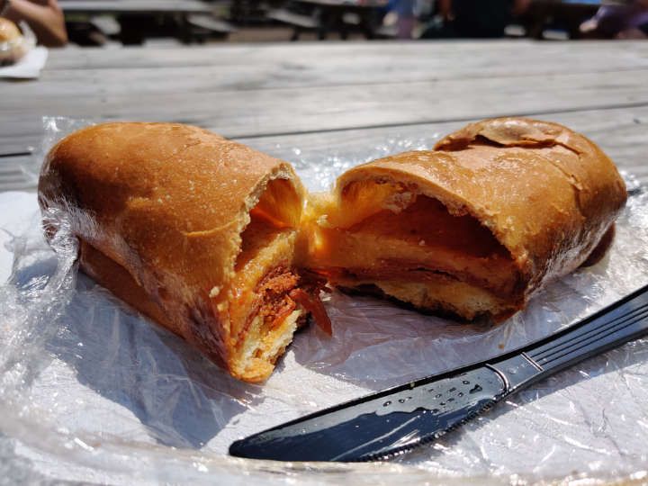 Pepperoni rolls are famous in West Virginia. This one was too big to finish.
